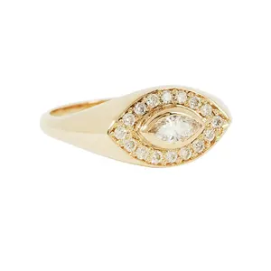 Gemnel accessori donna argento sterling oro vermeil micro pave CZ evil eye <span class=keywords><strong>anello</strong></span> con sigillo - Product Image 1