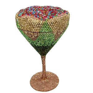 Bolso de Noche de Cristal con Diseño Floral para Mujer, Cartera de Mano con Pedrería Brillante y Cadena Desmontable para Fiesta - Product Image 1