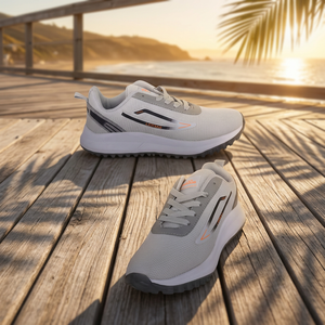 Zapatillas deportivas ligeras de malla transpirable gris claro con cordones y amortiguación para caminar - Product Image 2