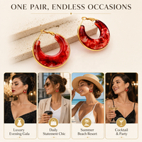Boucles d'oreilles créoles tendance en acier inoxydable et résine pour femme, style occidental géométrique simple, cadeau bijoux