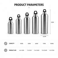 Bouteille d'eau en aluminium personnalisée 500ml 750ml 1000ml avec mousqueton et poignée en paracorde, bouteille de sport légère pour cadeaux promotionnels