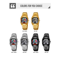 Reloj de Cuarzo para Hombre, Estilo Retro de Televisión con Efecto Estático, Cristal de Aleación Arcoíris, Resistente al Agua 30M, Texturizado, con Marcadores Personalizables