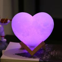 Offre Spéciale Saint Valentin Présent Amour USB Rechargeable Personnalisé Imprimé Lampe 3d lune coeur lampe