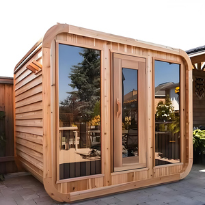 Sauna extérieur électrique moderne et zone de <span class=keywords><strong>repos</strong></span>, <span class=keywords><strong>maison</strong></span> en bois préfabriquée, bain à remous, villa en bois massif - Product Image 1