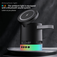 Produits 2025 Nouveautés Design roman BT musique haut-parleur 4 en 1 chargeur sans fil lampe avec alarme chevet nuit lampe RVB