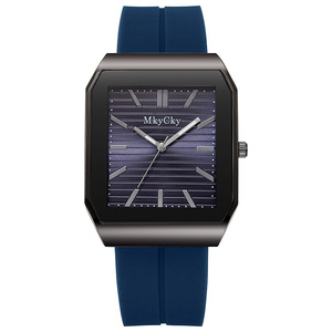 Orologio al Quarzo da <span class=keywords><strong>Uomo</strong></span> Elegante, Cassa in Lega, Cinturino in Silicone, Spessore 9mm, Ecologico, con Motivo a Stella a Cinque Punte Inciso - Product Image 6