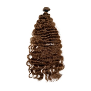 Extensioni di Capelli Umani Vergini Ondulati con Cheratina Invisibile BC Curl KTIP Marrone Scuro 100g, Aspetto Naturale Morbido, Cuticole Allineate - Product Image 1