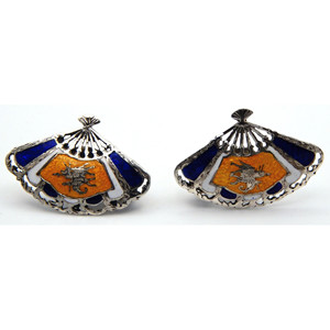 Autenticamente Siam! Orecchini a ventaglio in argento Sterling 925 e smalto - Product Image 1