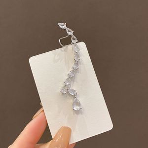European and American 925 Silver Needle <b>Earring</b> Rhinestone Water Drop Zircon <b>Stud</b> <b>Earrings</b> Women's Design One-piece Ear Clip - Product Image 1