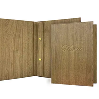 Buku Menu Kulit Motif Kayu A4 dari Produsen, Tempat Menu Personal dengan Penjilidan Sekrup, Sampul Menu Restoran