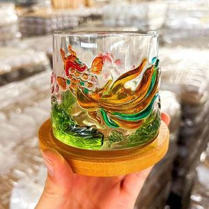 Vasos de Whisky de Cristal Pintados a Mano al por Mayor, Estilo Vintage con Diseño de Nopas, Vasos Coloridos para Beber en Casa, Bar o Fiesta - Product Image 4