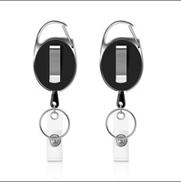 En gros Porte-badge rétractable en plastique avec mousqueton, type yoyo elliptique, pour carte d'identité