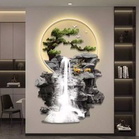 Nouvelle Tendance Art Déco : Peinture Murale Écologique de Luxe, Paysage en Cristal, Montagne et Arbre Décoratif pour Chambre et Couloir