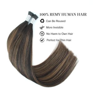 Extensiones de Cabello Humano I-Tip ABH AmazingBeauty, 18 Pulgadas, Marrón Oscuro, <span class=keywords><strong>Castaño</strong></span>, <span class=keywords><strong>Balayage</strong></span>, 50 Mechones, 50 Gramos, para Mujer - Product Image 5