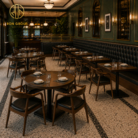 Ensemble de restaurant directement de l'usine Ron Group : banquette en cuir capitonnée à dossier haut, table carrée en bois, chaise ergonomique personnalisée pour café