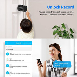 Akıllı TTlock App uzaktan kumanda elektronik dijital kilit şifre parmak baskı yuvarlak topuzu Tuya akıllı kapı kilidi - Product Image 3