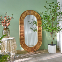 Miroir mural décoratif ovale pleine longueur ART NEST, grand format, en bois écologique, avec cadre rustique, épaisseur 5,0 mm, décoration intérieure européenne