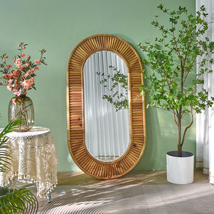 Espejo de Pared Grande Ovalado con Marco de Madera Rústico Ecológico, Decoración Europea para el Hogar, para Uso Diario - Product Image 2