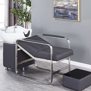 Chaise de shampooing noire de style moderne pour salon de beauté et salon de coiffure avec lavabo de massage et de lavage - Product Image 3