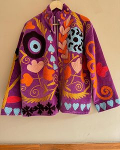 Manteau Bohème en Velours Suzani à Motifs Floraux, Brodé à la Main, Boutonné, Respirant, pour Femme, Hiver, Fournisseur en Gros, Fabricant - Product Image 6