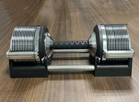 Équipement de musculation, poids libres, haltères ronds en acier inoxydable argentés de 32 kg, augmentés de 1 kg, haltères réglables chromés