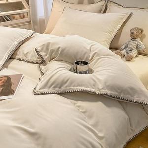 Màu rắn giường <span class=keywords><strong>Comforter</strong></span> thiết lập bốn mảnh thiết lập của ánh sáng sang trọng cao cấp cảm giác của sinh viên duy nhất ký túc xá bedspread <span class=keywords><strong>Comforter</strong></span> tấm - Product Image 4