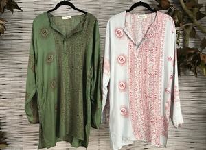 Vestido corto de verano con estampado de bloques de rayón Om de fabricante de mujer - Product Image 3