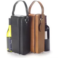 Fourre-tout de bouteille de vin portable en cuir PU de haute qualité refroidisseur de whisky élégant avec boîte-cadeau