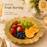 Assiette de Présentation Texturée en Plastique Doré, Argenté, Noir, Festonnée pour Mariages, Banquets et Dîners – Vente en Gros
