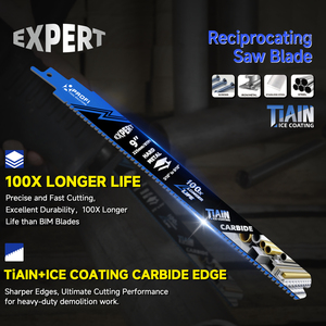 Nuevas Cuchillas de Sierra Recíprocas TCT de 6 Pulgadas y 8 Dientes con Recubrimiento TiAIN+ICE de Grado Industrial para Cortar Acero Inoxidable - Product Image 5
