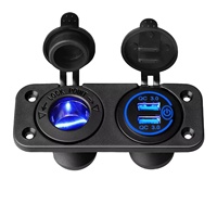Haute norme double QC3.0 USB 2 Gang panneau combinaison USB prise de Charge de voiture avec combinaison de commutateur allume-cigare