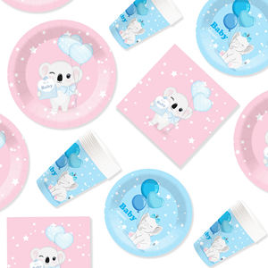 Juego de Decoración de Cumpleaños JIALIN con Diseño de Elefante Azul de Dibujos Animados y Koala Rosa para Niños con Artículos de Fiesta Desechables - Product Image 3