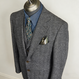 Abito da <span class=keywords><strong>Uomo</strong></span> Italiano Personalizzato OEM, <span class=keywords><strong>Completo</strong></span> a 2 Pezzi per Matrimonio, Vestito Slim Business Premium in Lana Grigia per <span class=keywords><strong>Uomo</strong></span> - Product Image 5