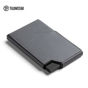 TILONSTAR TVC501 Portefeuille pop-up en aluminium avec porte-monnaie en cuir de qualité supérieure Style léger Porte-cartes RFID pour hommes - Product Image 3