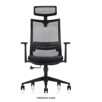 Chaise de bureau exécutive moderne et abordable avec support lombaire, appui-tête, design ergonomique, hauteur réglable, en tissu maillé, pivotante