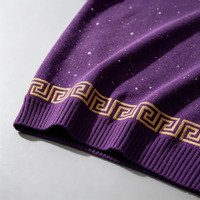 Pull tricoté pour homme OEM, style preppy, col montant blanc, chemise polo violette avec logo brodé, collection automne-hiver