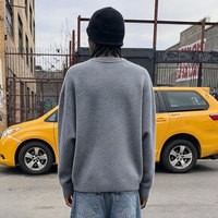 Ensemble de jogging en laine tricotée à manches longues pour homme avec logo personnalisé, pull en mohair brossé à col rond, anti-rides