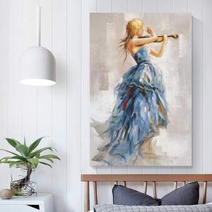 Pittura a olio fatta a mano personalizzabile pittura femminile del corpo arte tela decorazione murale ragazza pittura violino - Product Image 2