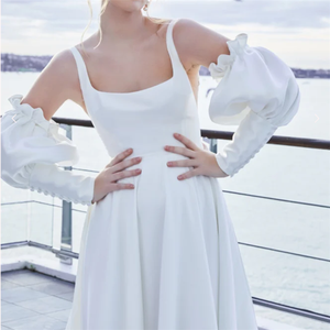 Elegante Vestido de Mujer para Bodas Reales 2026 Estilo Moderno Mangas Princesa Drapeado Antiestático Venta en Línea Vestido <span class=keywords><strong>Civil</strong></span> - Product Image 2