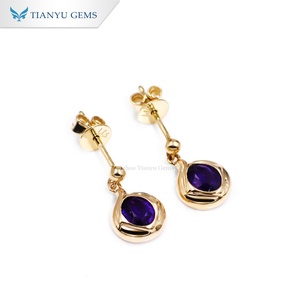 ต่างหูทองคำ 10K รุ่นคลาสสิก Tianyu Gems ประดับด้วยอเมทิสต์ทรงหยดน้ำสีม่วง สำหรับผู้หญิง สวมใส่ได้ทุกวัน - Product Image 2