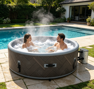 Baignoire <span class=keywords><strong>Spa</strong></span> à Bulles Chauffante |   Terrasse de jardin stratifiée stable et indéformable pour la famille, les adultes et les couples - Product Image 1