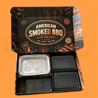 Ensemble de boîtes à bento élégantes, recyclables, pliables, jetables, portables, avec barbecue au charbon de bois, imprimées en quatre couleurs, avec grille intégrée et protection UV