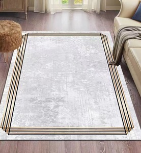 Tapis de salon noir avec bord <strong>blanc</strong>, doux et confortable pour le salon, chambre a coucher - Product Image 4