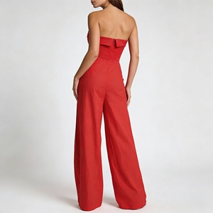 <span class=keywords><strong>Combinaison</strong></span> élégante sur mesure pour femme, rouge, sans bretelles, taille haute, jambes larges, avec poches, idéale pour les invitées de <span class=keywords><strong>mariage</strong></span> et les soirées - Product Image 3