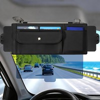 Pare-soleil de voiture de luxe télescopique avec lentille anti-éblouissement, protection UV, porte-cartes et panneau d'ombrage réglable en matériau Cortex
