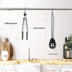 Cuillère à spaghetti de haute qualité, pince à pâtes antiadhésive en silicone, fourchette à spaghetti avec manche en acier inoxydable, pince alimentaire, lot de 2 - Product Image 2