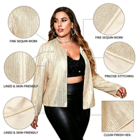 Veste à paillettes grande taille pour femme, manches longues, ouverte sur le devant, vêtement d'extérieur décontracté et scintillant, manteau de soirée pour femmes rondes