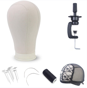 Haute qualité toile maquillage <span class=keywords><strong>barbier</strong></span> maison formation Mannequin modèle tête perruque casquette cheveux tissage aiguilles ensemble - Product Image 1