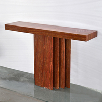 Table console en travertin rouge minimaliste moderne de luxe OEM ODM pour hôtel chambre salon salle à manger meubles déco d'entrée