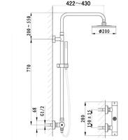 Ensemble de robinetterie de douche thermostatique carré noir mat avec pommeau de pluie, douchette à main en laiton, bec de baignoire réglable et barre coulissante